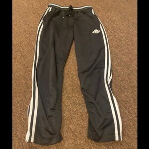 EUC Climacool Adidas M/L athletic track pants bottoms black white stripe gym
